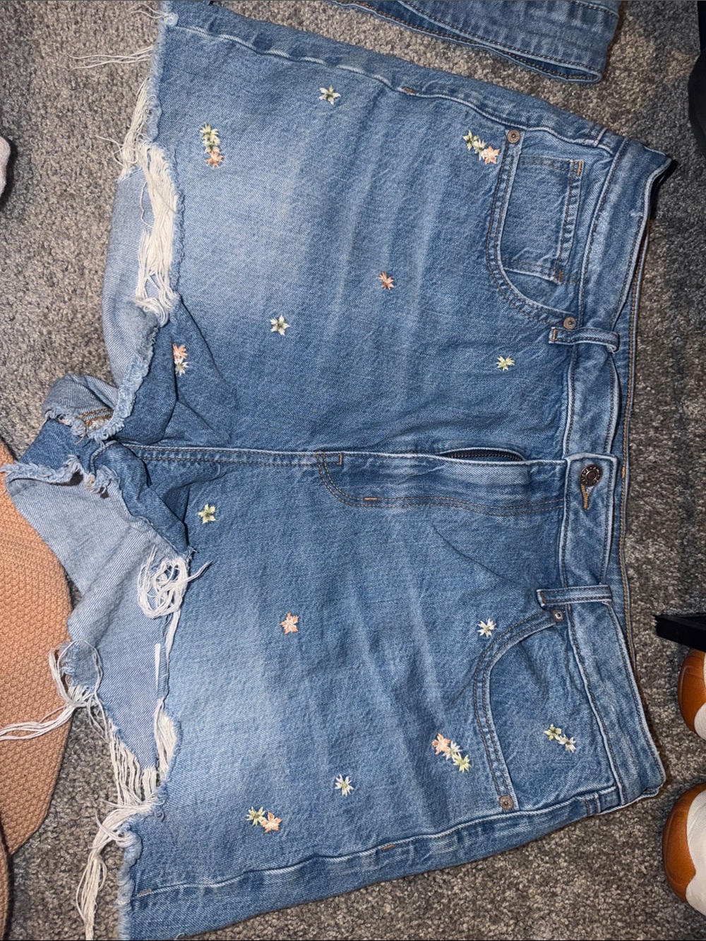 American Eagle Outfitters Embroidered Light Blue Denim Shorts